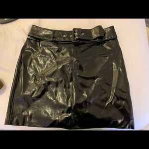 Nine West black pleather mini skirt